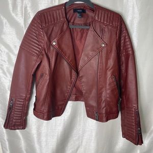 OXBLOOD Faux Leather Moto Jacket